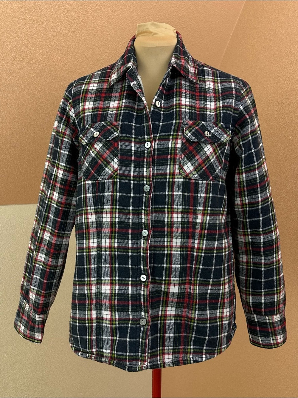 Natural Reflections Plaid Sherpa Lined Shacket Jacket Womens M 100% Cotton Shell